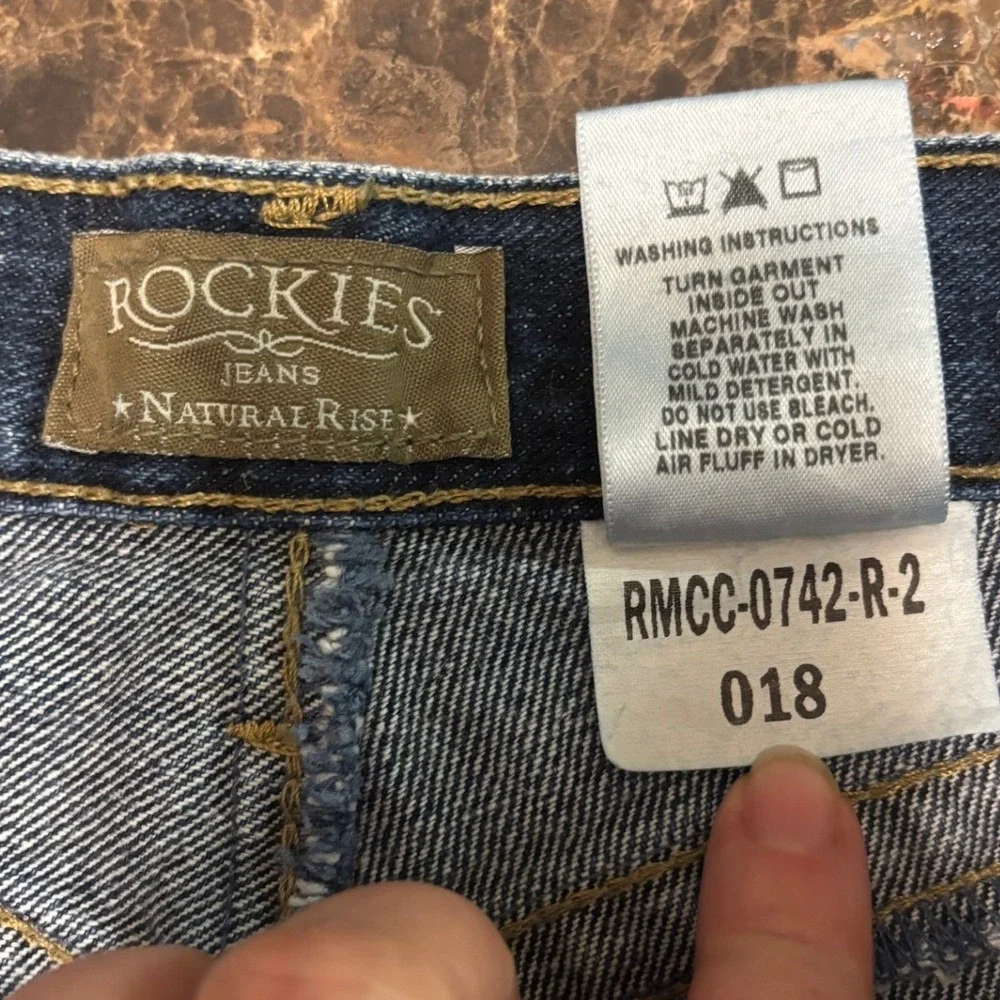Rockies Natural‎ Rise Jeans Womens 8XL Dark Wash Western V-Yoke Straight